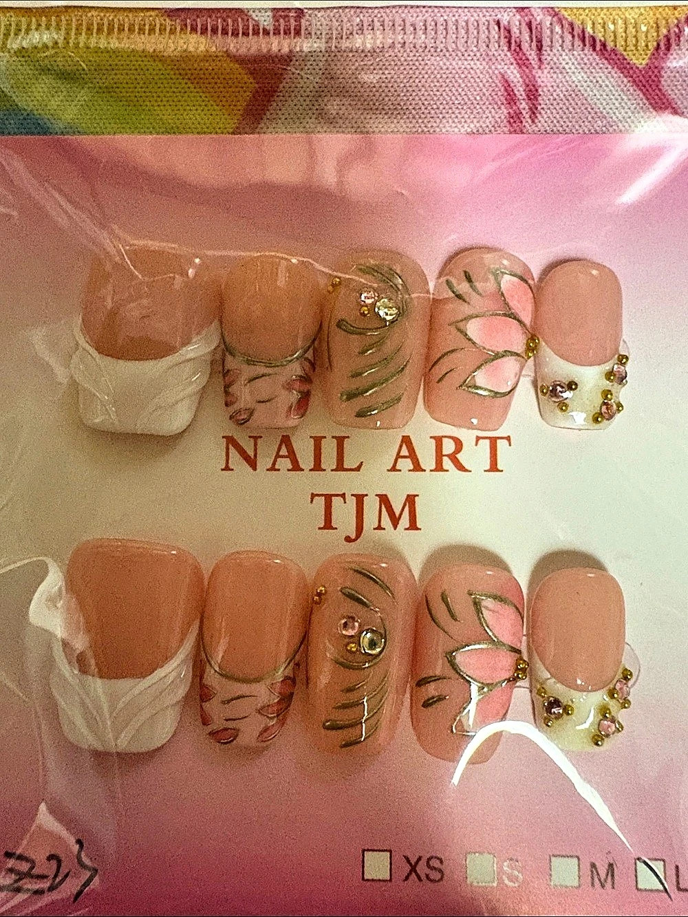 Nail Art TJM Press-On Nails Pink & White NWT